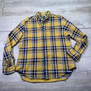 Gitman Bros Shirt Mens XL Yellow Plaid Flannel Button Down Long Sleeve USA